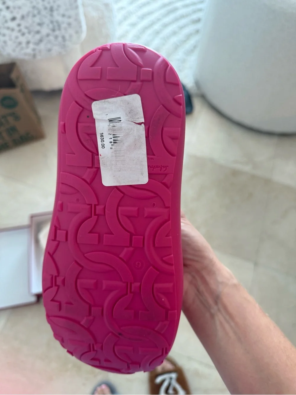 Salvatore Ferragamo Women's Hot Pink Rain Slide NWT size 6 but fits 7.5